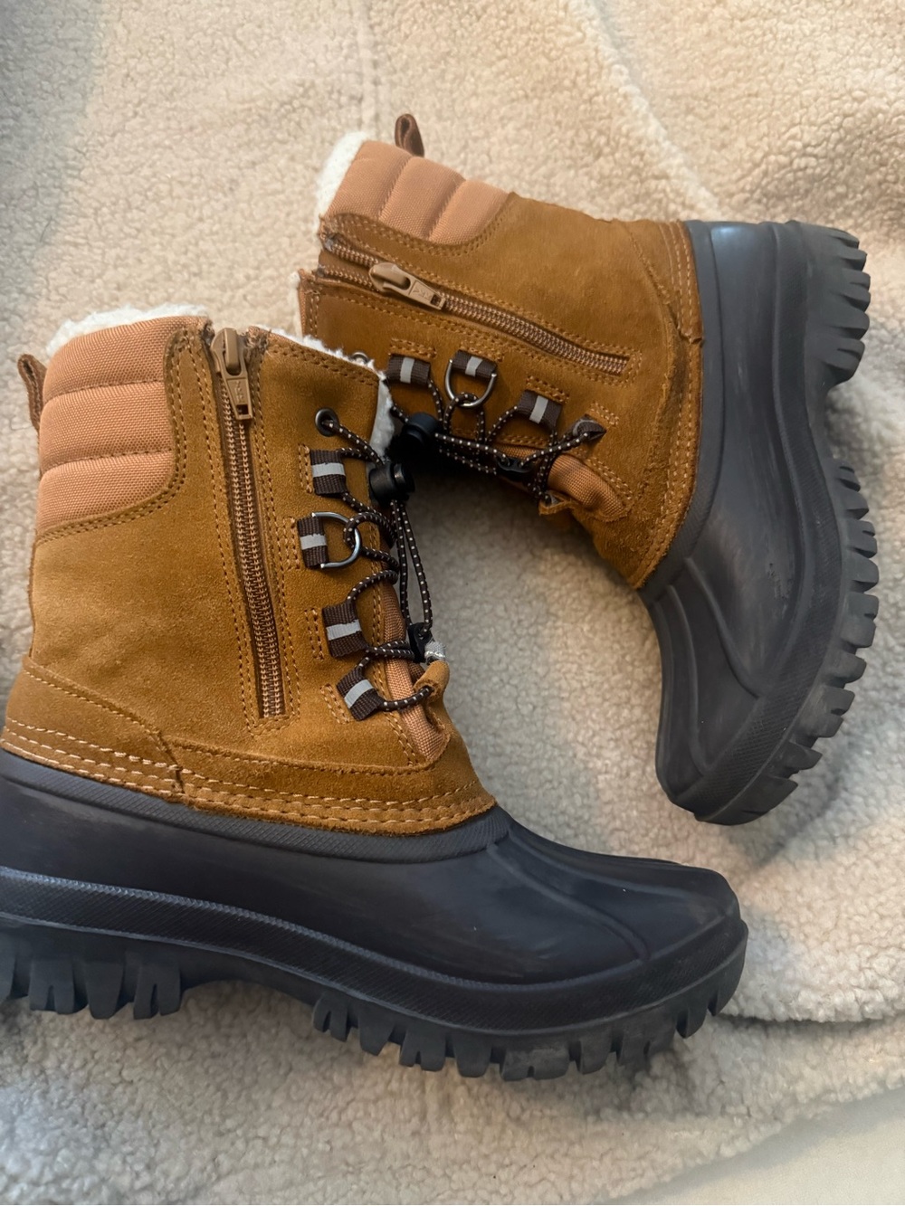 Lands' End Women's Tan and Black Insulated Rain & Snow Boots